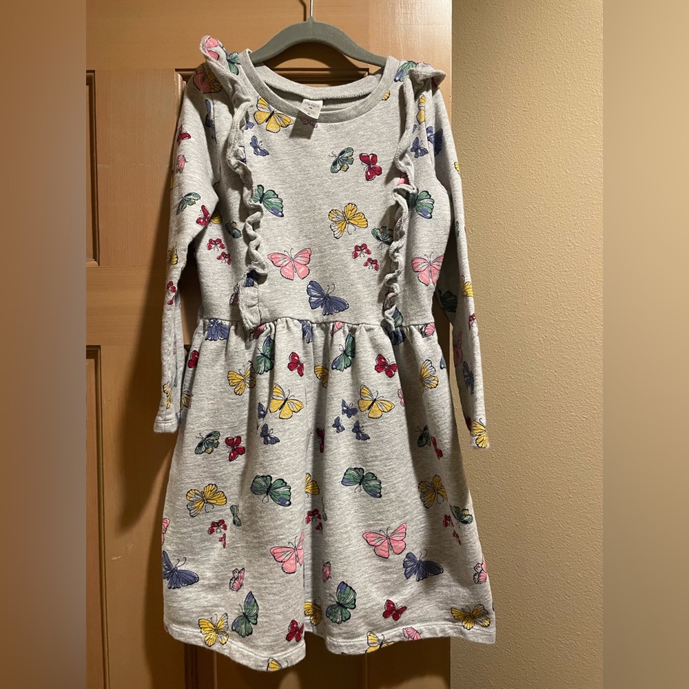 Carters Girls Sweatshirt Dress with Butterflies - Size 8